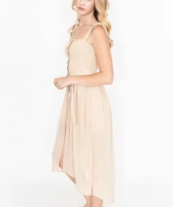 EastNWest Label Mesh Belted Skirt Beige