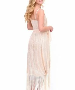 Azulu Sequin And Fringe Wrap Dress