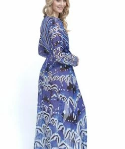 Shahida Parides Blue Ikat Print Maxi Robe Swim