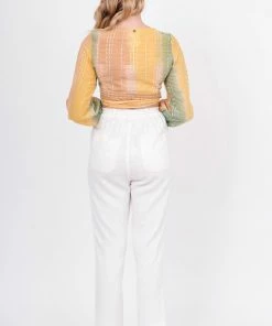 Q2 Linen Cream Pants With Pockets