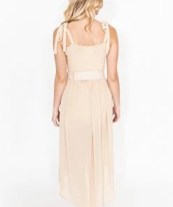 EastNWest Label Mesh Belted Skirt Beige