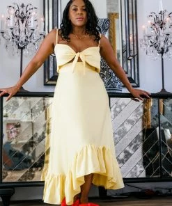 EastNWest Label Daffodil Yellow Tie Top Tops