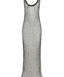 Beachy Side Maxi Beaded Net Cover Up Black