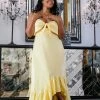 EastNWest Label Bottoms Daffodil Yellow Ruffle Maxi Skirt