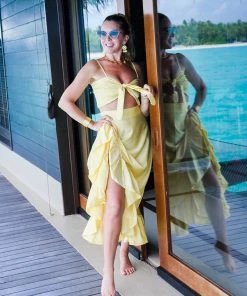 EastNWest Label Daffodil Yellow Tie Top Tops