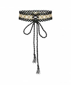 Beachy Side Black And Gold Crochet Belt Accessories