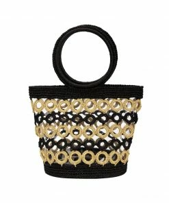 Beachy Side Accessories Black & Gold Crochet Purse