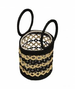 Beachy Side Accessories Black & Gold Crochet Purse