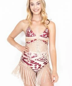 EastNWest Label Lingerie Fringe Sparkle Undies Red