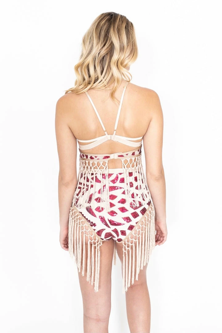 EastNWest Label Fringe Sparkle Bra Red 12 EastNWest Label Fringe Sparkle Bra Red