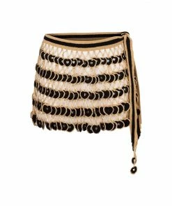 Beachy Side Black & Gold Crochet Mini Skirt Bottoms