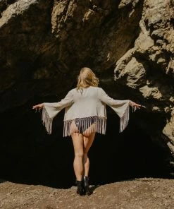 EastNWest Label Outerwear Fringe Jacket Beige