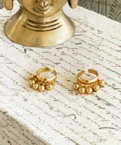 La Sierra Accessories Gold Earcuff With Dangling Beads