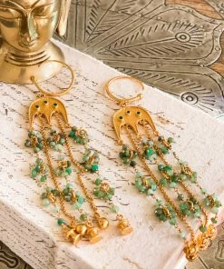 La Sierra Green Agate Chain Earrings Accessories
