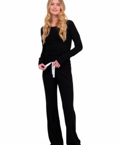 Glyder Black Ribbed Lounge Pant