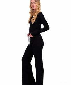 Glyder Black Ribbed Lounge Pant
