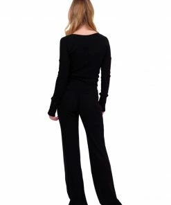 Glyder Black Ribbed Lounge Top Pajamas