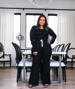 Glyder Black Ribbed Lounge Top Pajamas