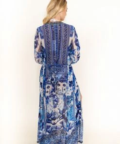 Shahida Parides Swim Blue/White Maxi Robe Duster