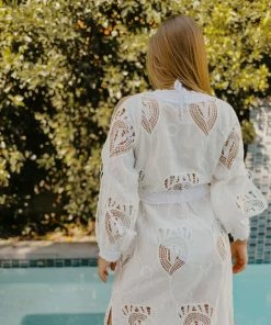 Taj Long Solid White Coverup Dress Dresses