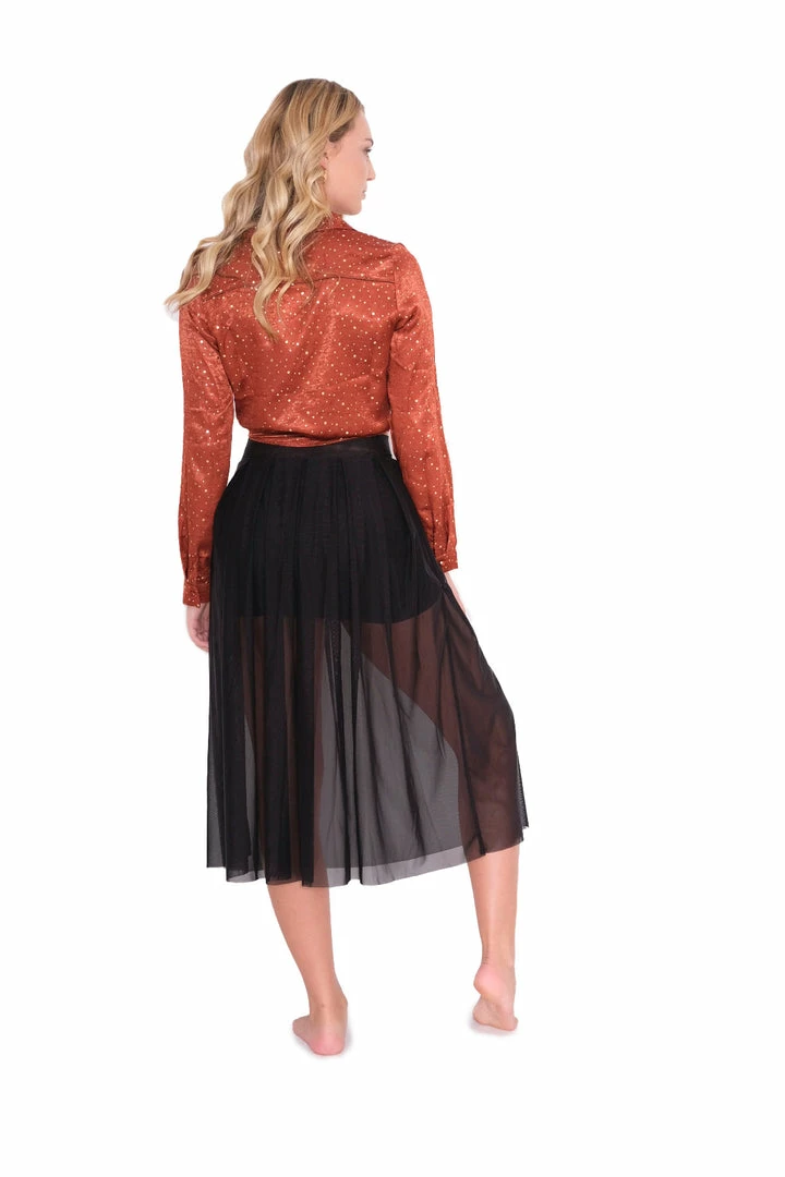 Q2 Orange Long Sleeve Blouse With Shimmer Flecks 10 Q2 Orange Long Sleeve Blouse With Shimmer Flecks