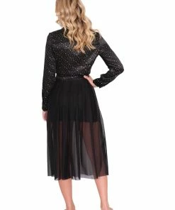 Samantha Eng Bottoms Sheer Black Midi Skirt