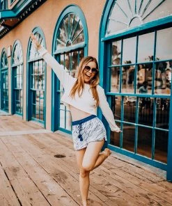 Rinku Indigo Shorts With Tassels Bottoms