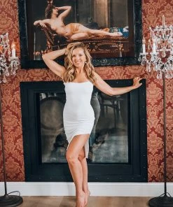 Samantha Eng Basics White Tank Dress With Side Slit