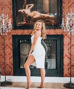 Samantha Eng Basics White Tank Dress With Side Slit