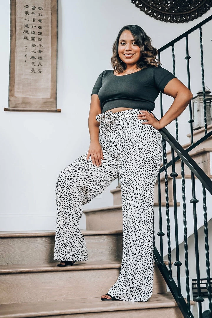 Tyche White Leopard Print Tie Pants Bottoms 3 Tyche White Leopard Print Tie Pants Bottoms