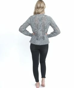 Blanc Noir Chunky Cable Knit Sweater Heather Grey Basics