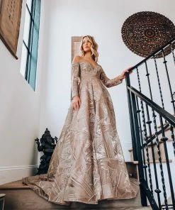 Hermz Dresses Off The Shoulder Long Sleeve Gown