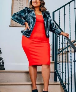 Blanc Noir Basics Black Zip Up Moto Jacket