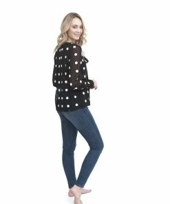Naughty Girl Shop Polka Dot Sheer Blouse Tops