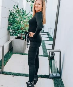 Samantha Eng Long Sleeve Ribbed Top Black Basics