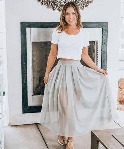 Samantha Eng Bottoms Grey High Waist Mesh Skirt