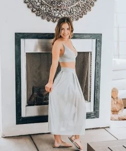 Samantha Eng Bottoms Grey High Waist Mesh Skirt