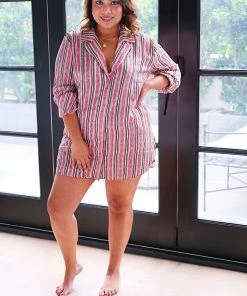 Aratta Pink Striped Pajama Top Tops