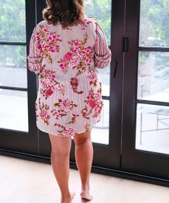 Aratta Pink Striped Pajama Top Tops