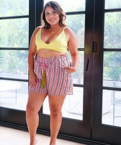 Aratta Pink Striped Pajama Shorts Bottoms