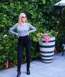 Samantha Eng Long Sleeve Ribbed Top Grey Basics