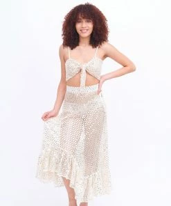 EastNWest Label Crochet & Mirror Tie Top Tops