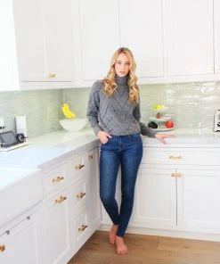 Q2 Chevron Turtleneck Sweater Grey