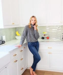 Q2 Chevron Turtleneck Sweater Grey