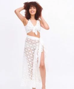 Waimari White Lace Tie Top Tops