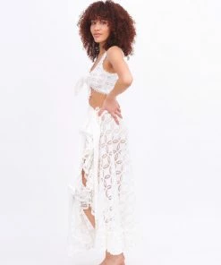 Waimari White Lace Tie Top Tops