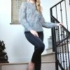 Blanc Noir Chunky Cable Knit Sweater Heather Grey Basics