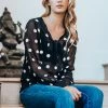Naughty Girl Shop Polka Dot Sheer Blouse Tops