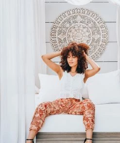 Z&L Ruffles & Eyelet Lace Button Up Top Tops