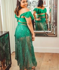 MOS Emerald Sequin Webbed Skirt Bottoms 21 MOS Emerald Sequin Webbed Skirt Bottoms